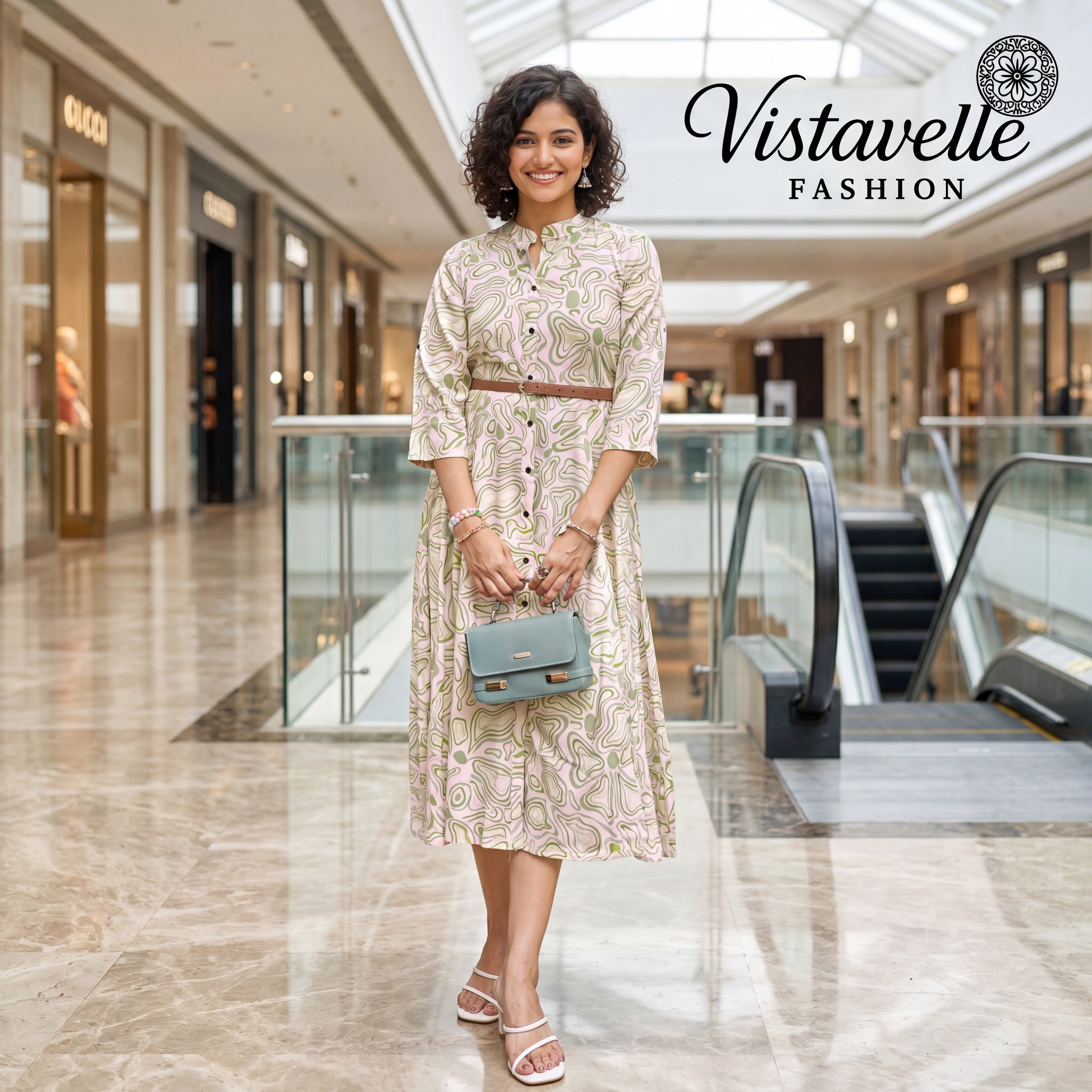 Cream Printed Rayon Kurti Dress for Women | Casual, Office, Day Wear | Ships from USA